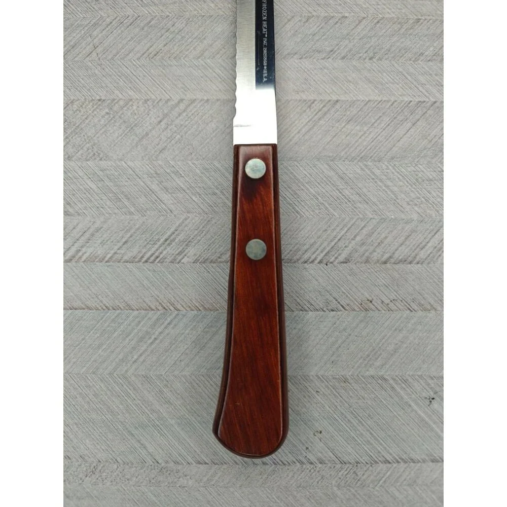 Vintage Robeson Frozen Heat Serrated Slicing Carving Knife Wooden Handle